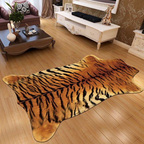 Faux fur carpet floor mat, faux animal skin, crystal velvet printed carpet, living room, bedroom, bedside floor mat, door mat