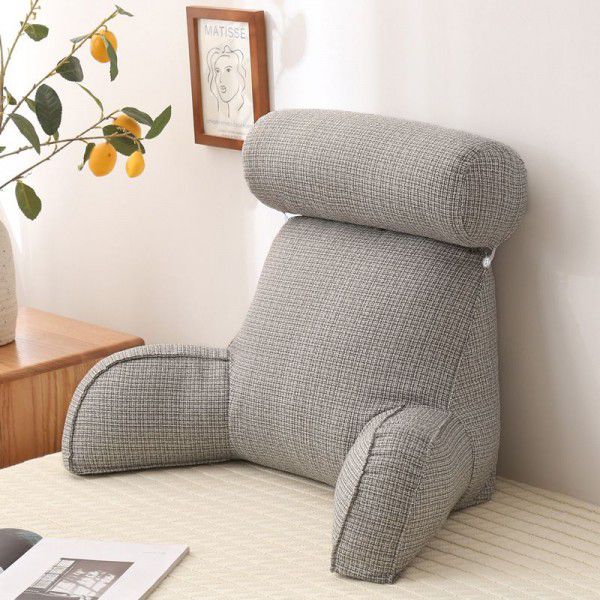 Pillow with armrest and round pillow, pearl cotton inner core, detachable, multi-functional large waist backrest