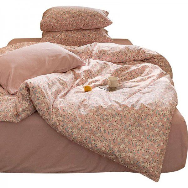 Four piece set of pure cotton 40 count small floral single double bed sheet set