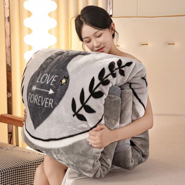 Winter thickened warm air conditioning nap cover blanket flange flannel blanket blanket