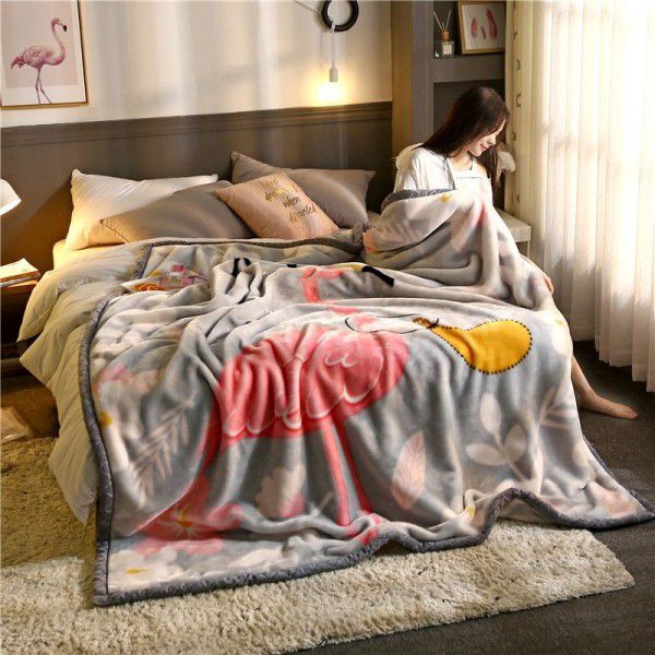 Thickened double layered winter Raschel blanket for single and double person cartoon children's double-sided blanket