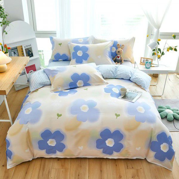 Cotton twill printed four piece set, cotton four piece set, pure cotton bed sheet style three four piece set