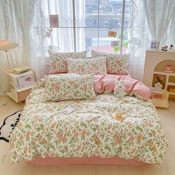 Small Fragmented Cotton Four Piece Set Pure Cotton Quilt Cover Bed Sheet Home Textile Bedding