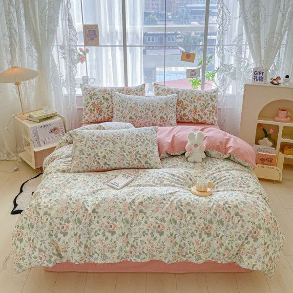 Small Fragmented Cotton Four Piece Set Pure Cotton Quilt Cover Bed Sheet Home Textile Bedding