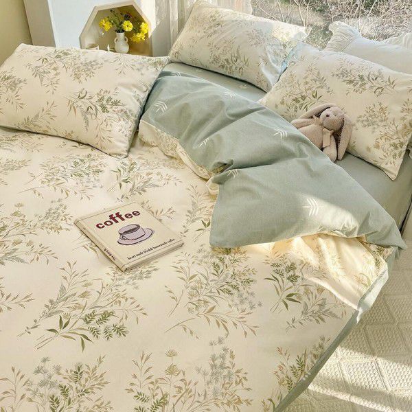 Wholesale of new 60 count pure cotton bed top four piece set of cotton small floral bed products three piece set of bed sheets and fitted sheet sets