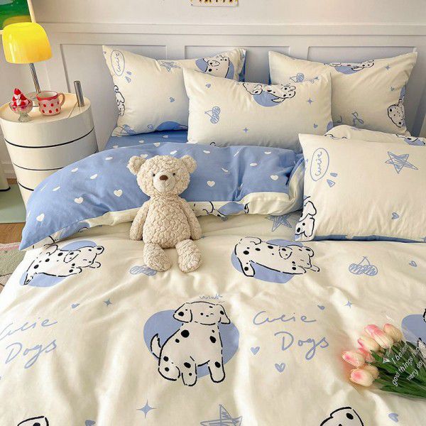 Little Fresh Four Seasons Cotton Small Fragmented Flowers Pure Cotton Four Piece Bed Set Bedding Products Quilt Set Bedsheet Three Piece Fitted Sheet Set