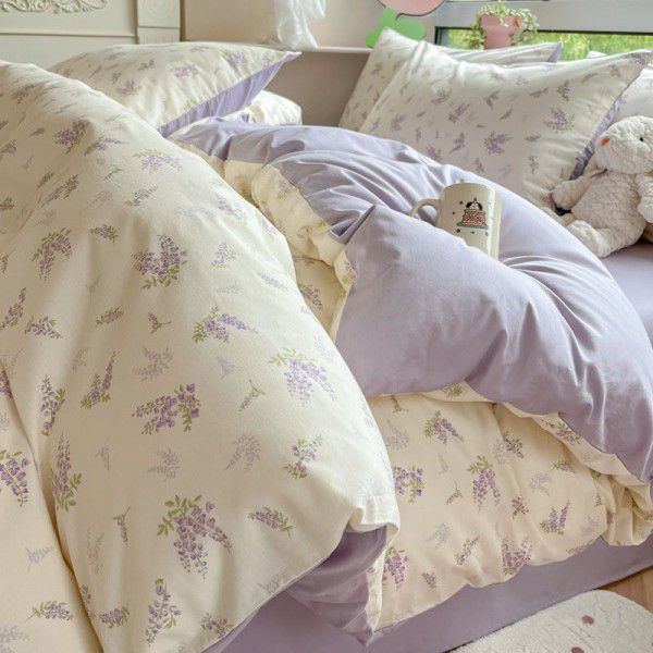 Small Fragmented Cotton Four Piece Set Pure Cotton Quilt Cover Bed Sheet Home Textile Bedding