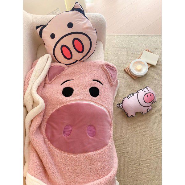 Sticker embroidered cartoon children's single pair lamb blanket with velvet cover